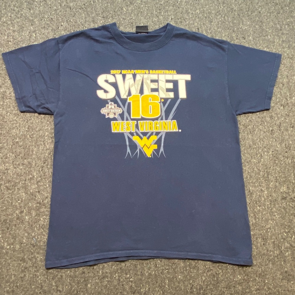 Blue 84 West Virginia Mountaineers TShirt Sz L Men Navy Sweet 16 NCAA Basketball